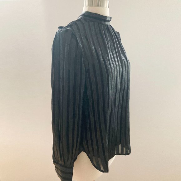 NWT: J.CREW Metallic chiffon mockneck top, Black, XS - Picture 6 of 14
